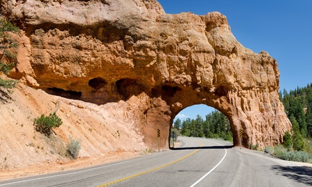 overview on the road in Red Canyon in Utah in the United States of Americaの写真素材