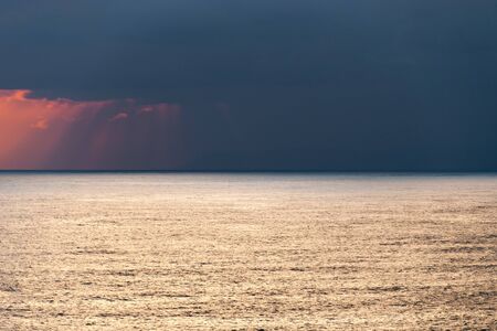 sunset over the sea in Genoa Boccadasse in Italyの写真素材
