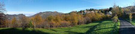 scenic autumn in the countryside of the Liguria Italyの写真素材