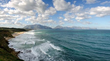 overview of San Vito Lo Capo in the winter to Palermo in Sicilyの写真素材
