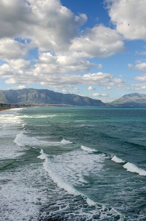 landscape with San Vito lo Capo and the sea of Sicilyの写真素材