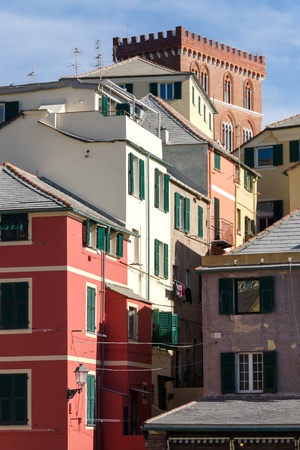 glimpse of the village of Boccadasse in Genoaの写真素材