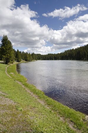 Yellowstone River in Yellowstone National Park in Wyomingの写真素材