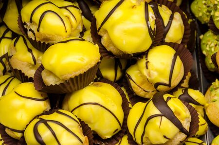 cream puffs with chocolate sabayon and docorazioni