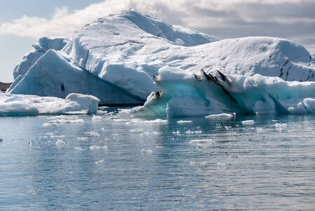 icebergs on the Jokulsarlon lake in Iceland の写真素材