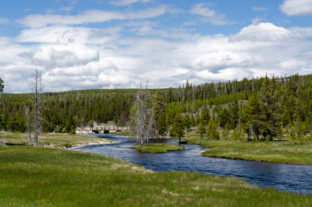 River in Yellowstone National Park in Wyoming in the United States of Americaの写真素材