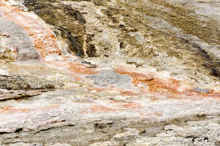 Geysers and sulfur in Yellowstone in Wyoming in the United States of America