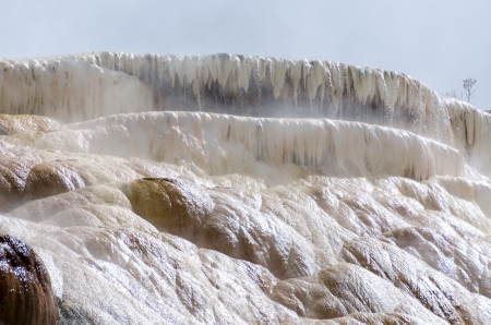 water, steam and sulfur at Mammoth Hot Springs in Yellowstoneの写真素材
