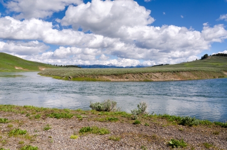 River in Yellowstone National Park in Wyomingの写真素材