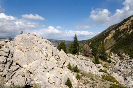 mountains in Yellowstone National Park in Wyomingの写真素材