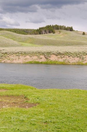 River in Yellowstone National Park in Wyomingの写真素材