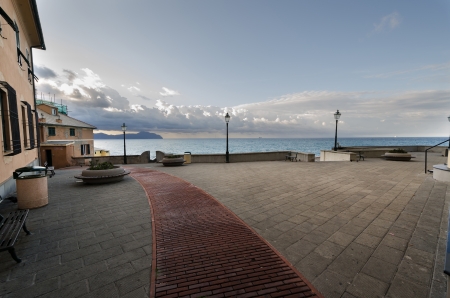 sunrise in Genoa in Boccadasseの写真素材