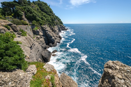 stretch of coast to Portofino in Italyの写真素材