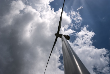 wind turbine with sky and clouds in Salernoの写真素材