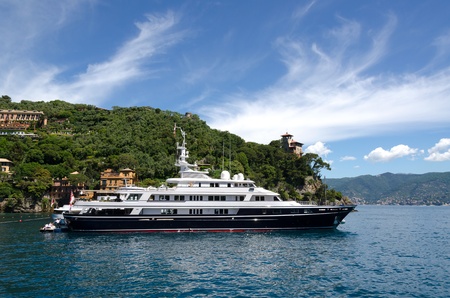 Yachts and houses in Portofino to Genoaのeditorial素材