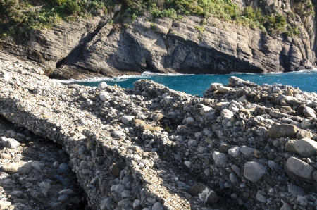 landscape on the sea in Punta Chiappa in Portofinoの写真素材