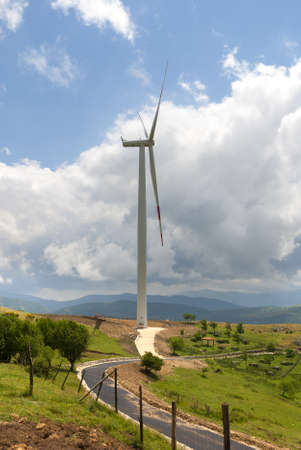 wind turbines on the hills of Salerno in Italyの写真素材