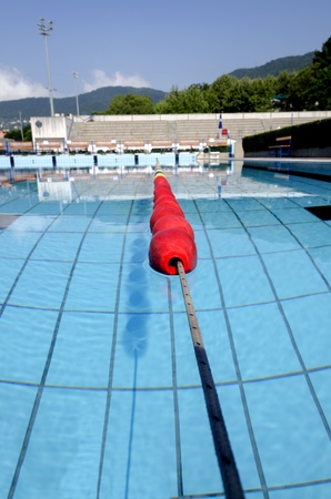 lanes of a swimming pool in summerの写真素材
