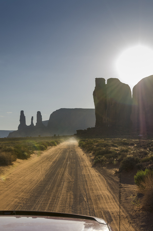 drive on the roads of Monument Valley in Utah in the United States of Americaの写真素材