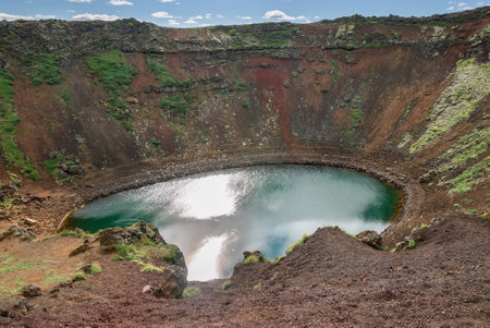 lake in the crater of the volcano in Iceland Keridの写真素材