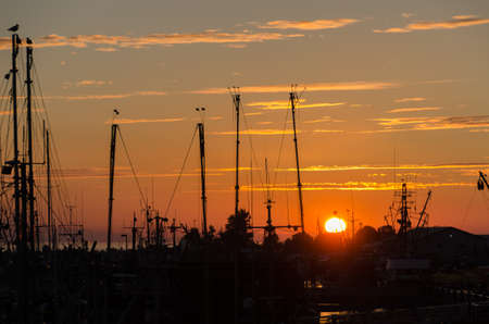 sunset over the harbor of Steveston in Vancouver Canadaのeditorial素材