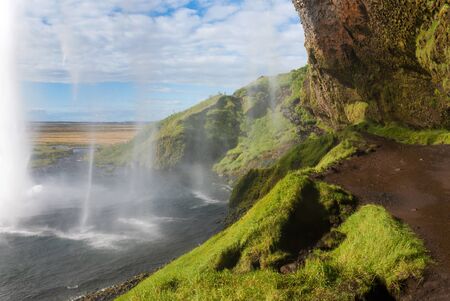 Seljalandsfoss waterfall on summer in Icelandの写真素材