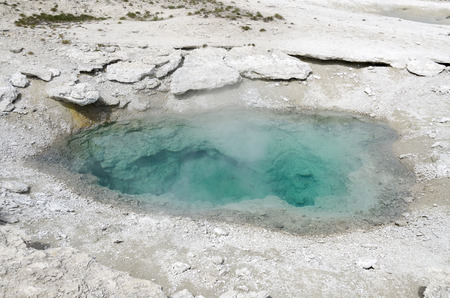 landscape and Geyser in Yellowstone National Parkの写真素材