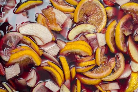 wine sangria with peaches lemon