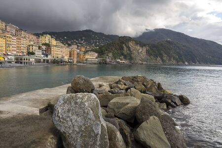 Village of Camogli in Genoa in Italyの写真素材