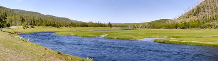 landscape with lakes and rivers in Yellowstoneの写真素材