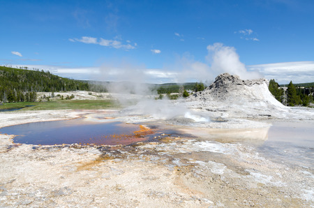 geysers and lakes in Yellowstone national Parkの写真素材