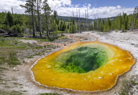geysers and lakes in Yellowstone national Parkの写真素材