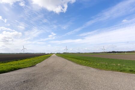 Wind turbines in the Netherlands in the springの写真素材