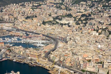 Aerial view of Genoa city in italyの写真素材