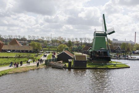 Windmills at Zaanse Schans in Hollandの写真素材