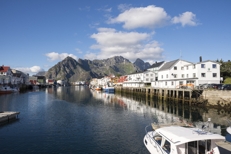 henningsvaer villge on the coast at Lofoten in Norwayの写真素材