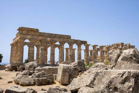 Ancient temples of Selinunte in Agrigento in Sicily in Italyの写真素材