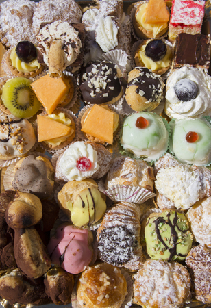 variety of Sicilian pastries on a trayの写真素材