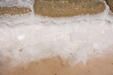 salt collection at the saltworks of Trapani in Sicily in Italyの写真素材