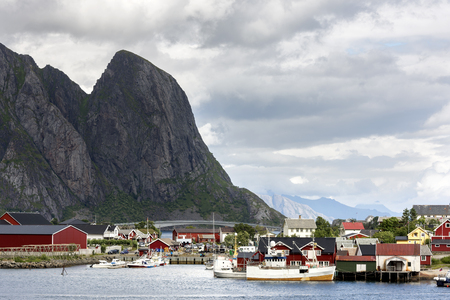 landscape in Reine village to the Lofoten islands in Norwayのeditorial素材