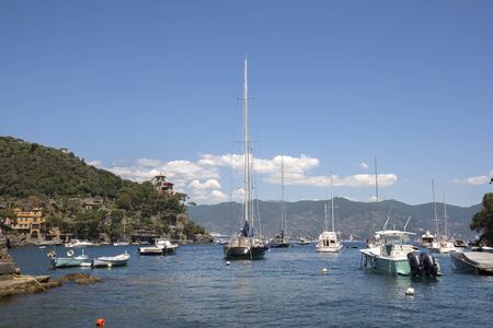 landscapes on the sea along the coast of Portofino in Genoa in Italy