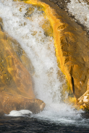 Geysers in the Firehole canyon drive in Yellowstone National Park in Wyomingの写真素材