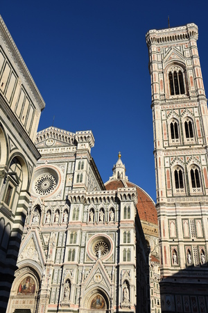facades of the monumental buildings of the city of Florence in Italyのeditorial素材