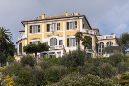 landscapes, houses and villas on the coast of Portofino in Genoa in Italyのeditorial素材
