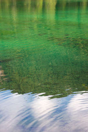 glimpses and details on Tovel Lake in Trentino Alto Adige in Italyの写真素材