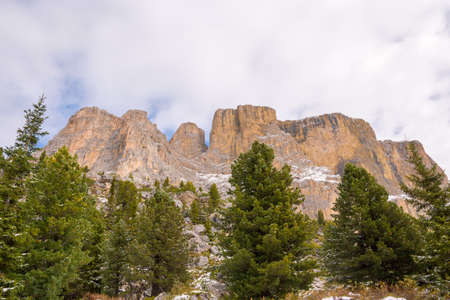Panorama riding pass in Trentino Alto Adige in Italyの写真素材