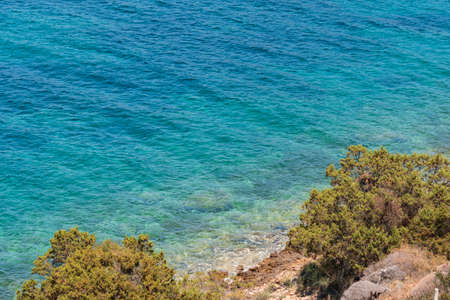 sea panorama from the heights of Keratea at sunset in Athens in Greece