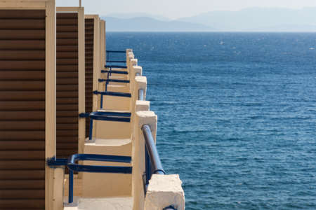structures and sea view on Daskalio gulf in Keratea in Athens in Greece