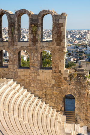 greek amphitheater to the Acropolis of Athens in Greece