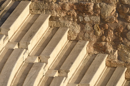 greek amphitheater to the Acropolis of Athens in Greeceの写真素材